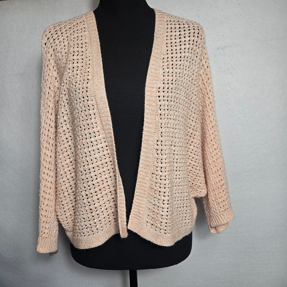 Unbranded Open Knit Cardigan Women One Size Peach Dolman Shrug Sweater